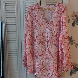 Grand & Greene Floral Red and White Blouse
